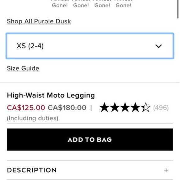 Alo Motto Leggings - Size Small - Purple Dusk (Grey) - Picture 5 of 5